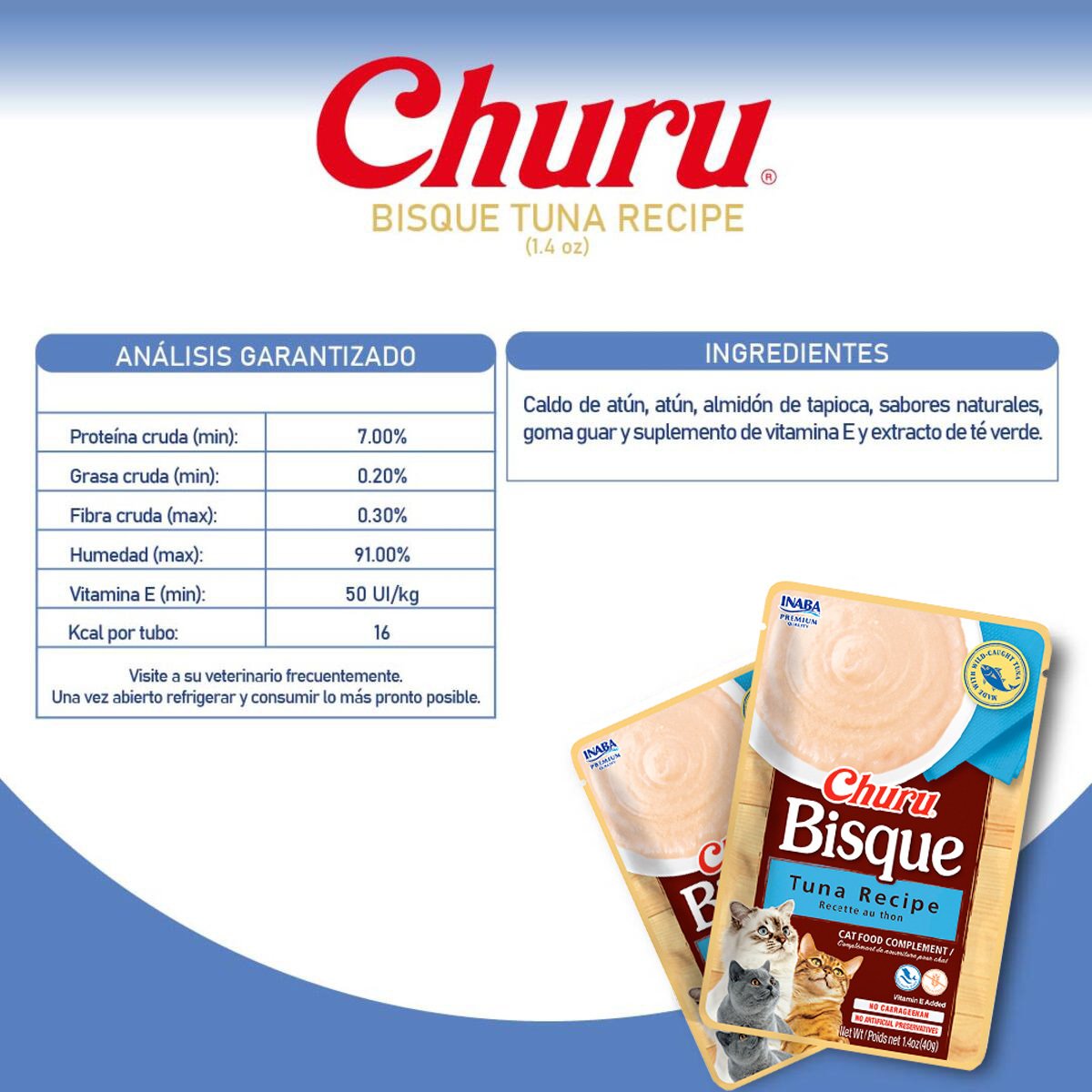 Churu Bisque Premio Cremoso para Gato Receta Atún, 40 g