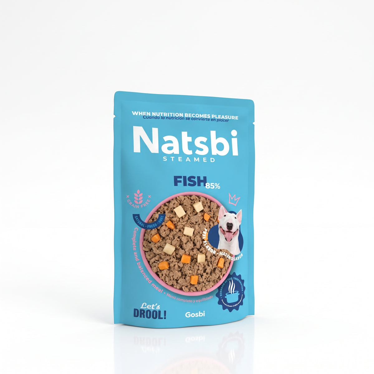 Natsbi Steamed Dog Fish – Alimento Natural Cocinado al Vapor para Perro