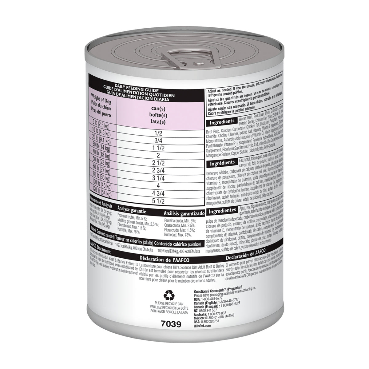 Hill's Science Diet Alimento Húmedo Receta Res y Cebada para Perro Adulto 370 g