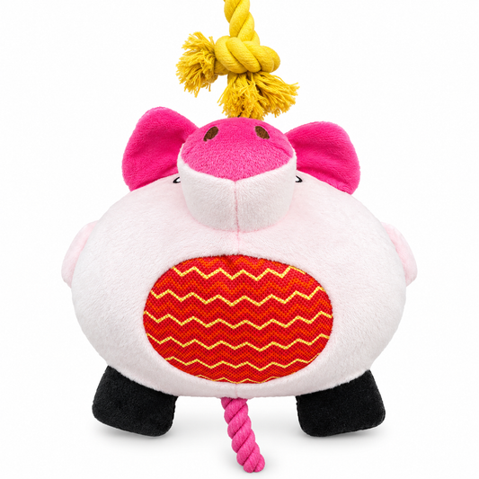 Cool Bao Bao — Cerdito blanco y rosa de peluche con cuerda