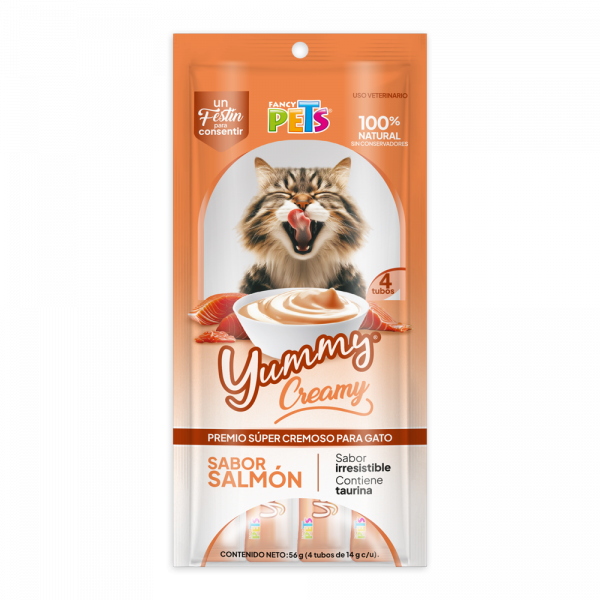 Yummy Creamy P/Gato Salmon 56 g (4 Tubos de 14 g c/u)