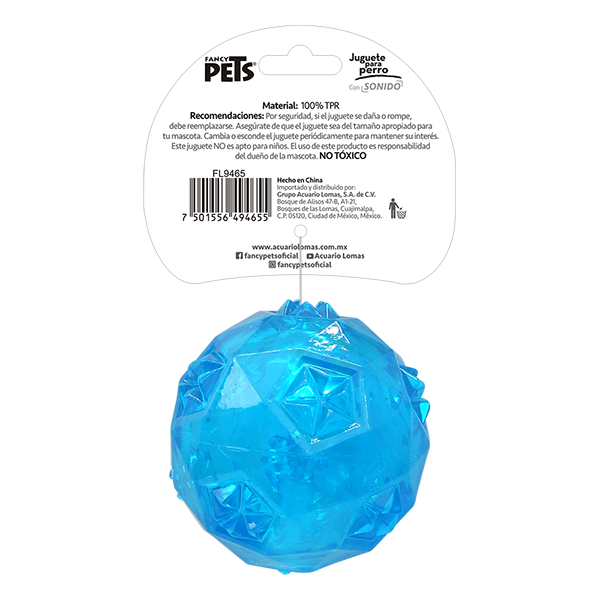Juguete Fancy Pets Pelota Flexible Prisma Chica c/Sonido Para Perro