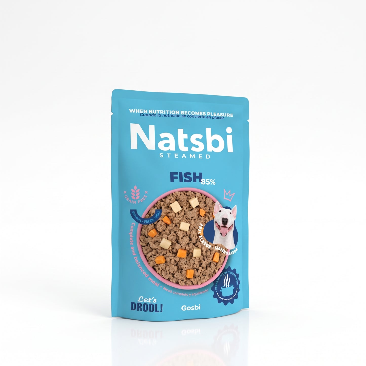 Natsbi Steamed Dog Fish – Alimento Natural Cocinado al Vapor para Perro