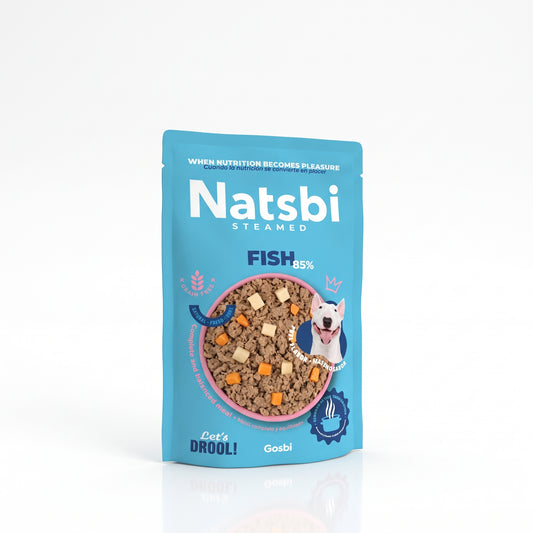 Natsbi Steamed Dog Fish – Alimento Natural Cocinado al Vapor para Perro