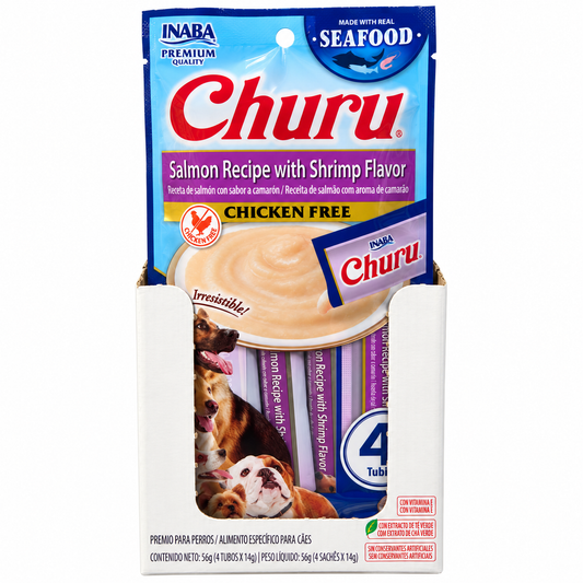 Churu receta de salmón con sabor a camarón para perro