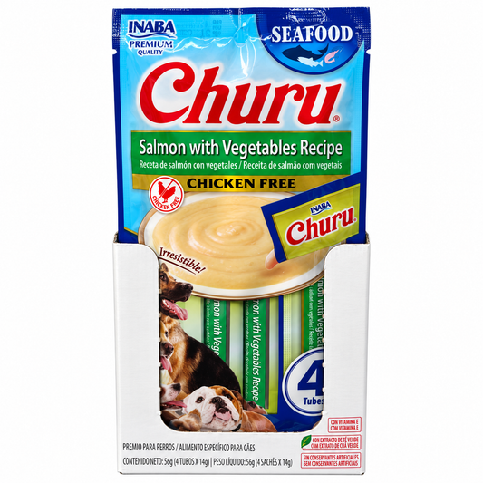 Churu premio cremoso de salmón con vegetales para perro